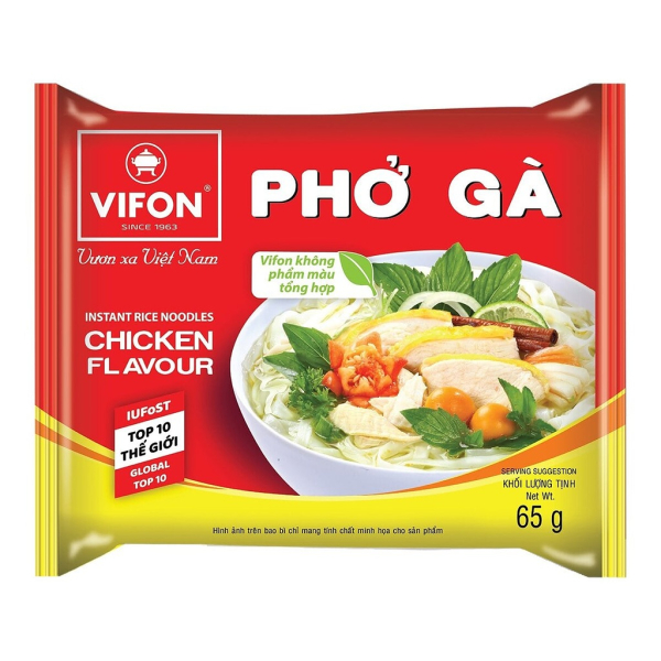 Лапша быстрого приготовления рисовая Pho Ga со вкусом курицы Vifon, пачка 65 г