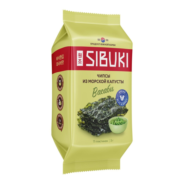 Чипсы из морской капусты Sibuki Васаби, 5 г