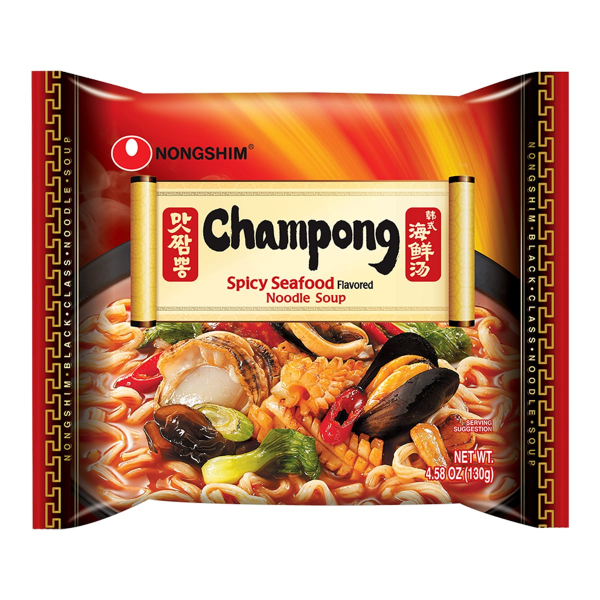 Лапша быстрого приготовления Чампонг с морепродуктами Nongshim, пачка 130 г