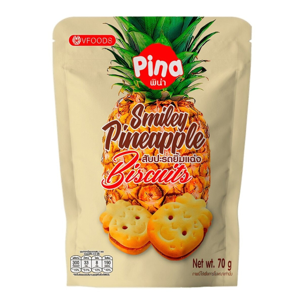 Печенье-смайлик Пина с ананасовым джемом Vfoods, 70 г