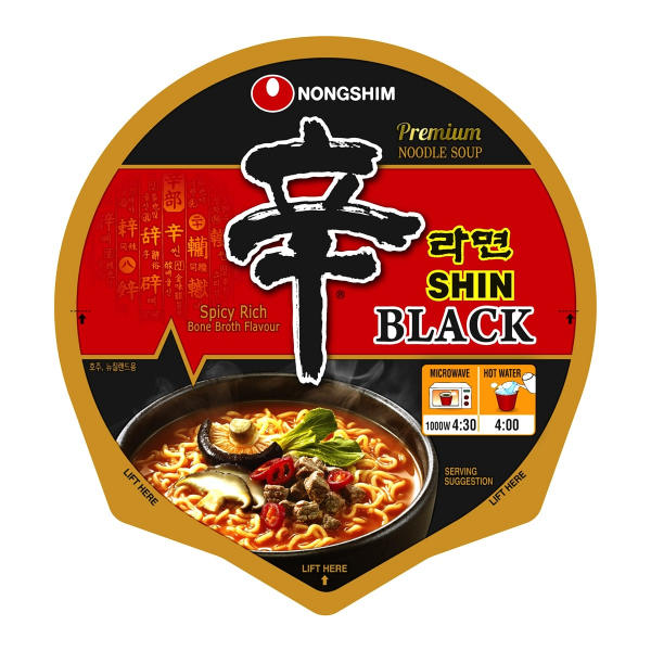 Лапша быстрого приготовления Шин Рамен Блэк Премиум Nongshim, чашка 101 г